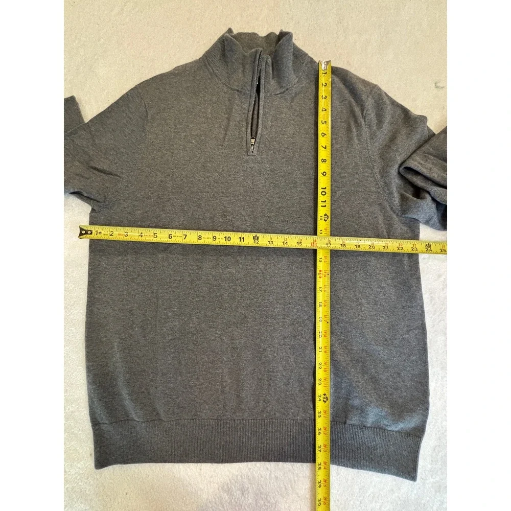 Lands' End Mens Gray Quarter-Zip Mock Neck Pullover‎ Sweater Large 42-44